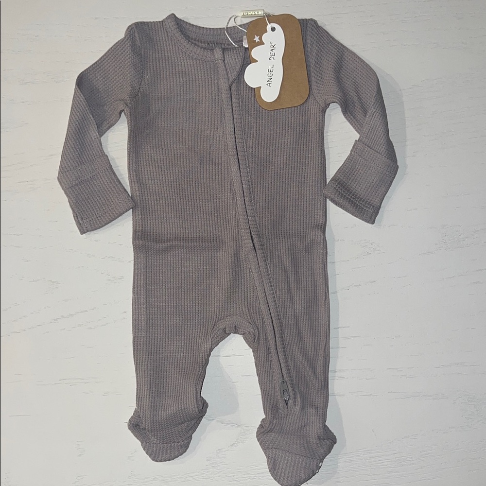Angel Dear Basics Waffle Ash Footie Newborn 0-3 3-6 6-9 months